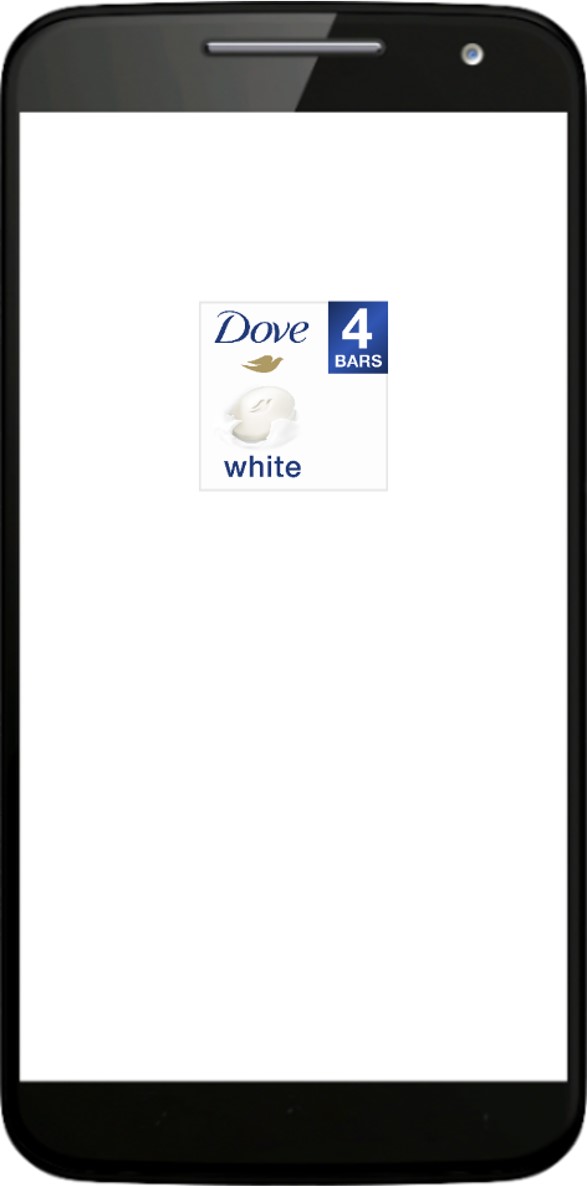 screenshot of a mobile phone showing a white pack on a pure white background