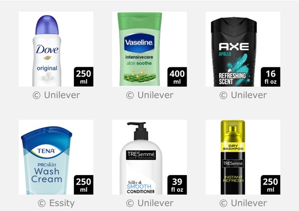 Tresemme conditioner and Vaseline moisturiser are examples of products that use zoomed packs